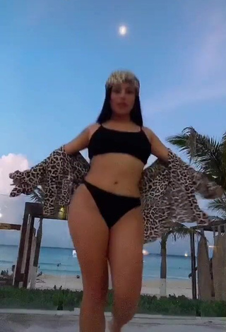 1. Irresistible Fernanda Ortega in Black Bikini at the Beach