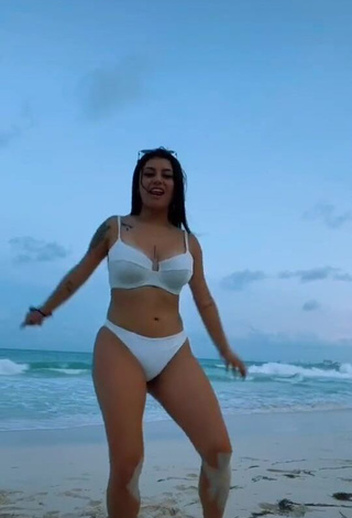 Alluring Fernanda Ortega in Erotic White Bikini at the Beach