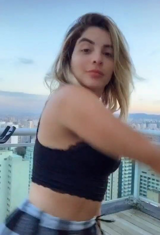 Irresistible GKAY in Black Crop Top on the Balcony