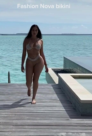 Erotic Jailyne Ojeda Ochoa in Beige Mini Bikini in the Sea