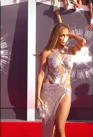 Erotic Jennifer Lopez in Silver Dress