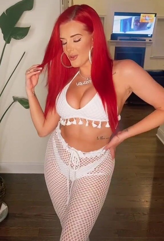 1. Hot Justina Valentine Shows Cleavage in White Crop Top