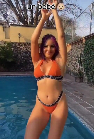 3. Sweetie Karla Bustillos in Orange Bikini at the Swimming Pool