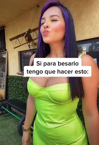 1. Hot Karla Bustillos Shows Cleavage in Lime Green Dress