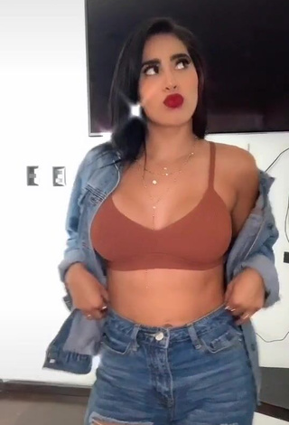 1. Beautiful Kim Shantal in Sexy Brown Crop Top