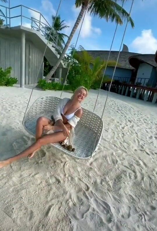 Irresistible Klava Koka in White Bikini at the Beach