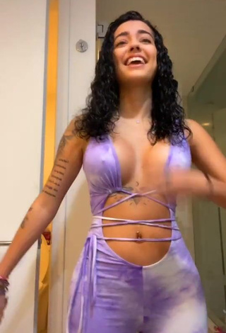 3. Captivating Malu Trevejo Shows Cleavage in Purple Overall