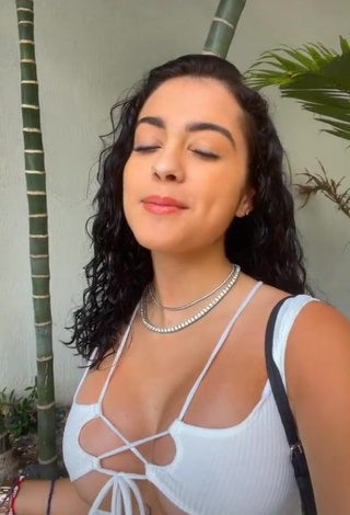 3. Sweetie Malu Trevejo Shows Cleavage in White Crop Top (Underboob)