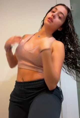 1. Fine Malu Trevejo in Sweet Beige Crop Top