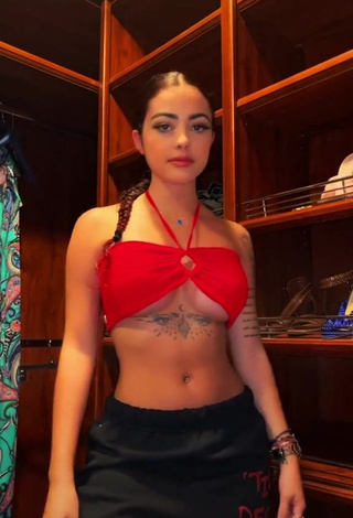 1. Hottest Malu Trevejo in Red Crop Top (Underboob)