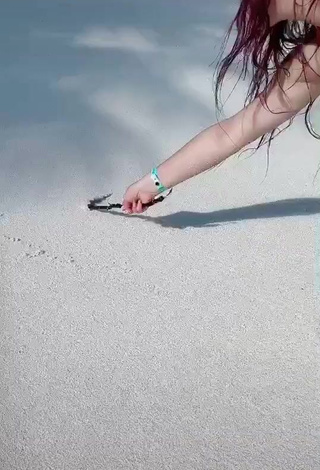 Captivating Mariana d'Ávila in Blue Bikini at the Beach