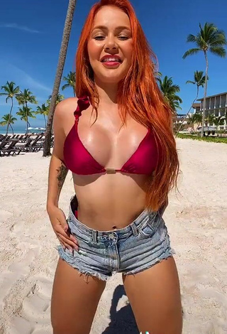 3. Alluring Mirela Janis in Erotic Red Bikini Top at the Beach