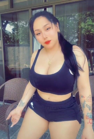 Irresistible Toni Fowler Shows Cleavage in Black Crop Top