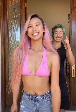 1. Cute Michelle Chin in Pink Bikini Top