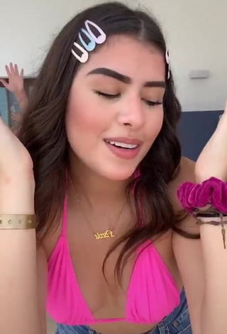 Irresistible Nicole García in Pink Bikini Top