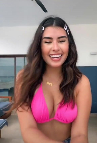 Cute Nicole García in Pink Bikini Top