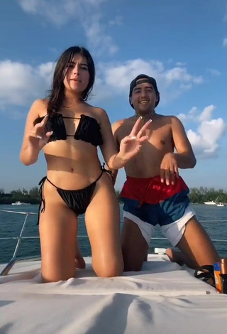 Captivating Nicole García in Black Bikini on a Boat