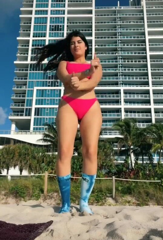 2. Beautiful Nicole García in Sexy Pink Bikini at the Beach