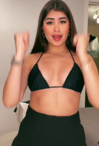 Beautiful Nicole García in Sexy Black Bikini Top