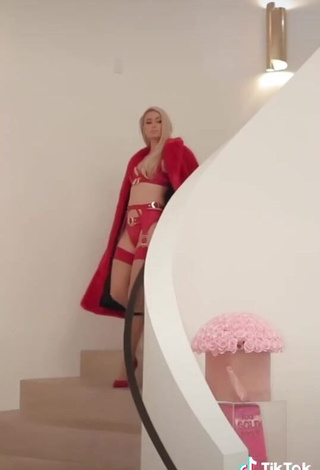 Erotic Paris Hilton in Red Lingerie