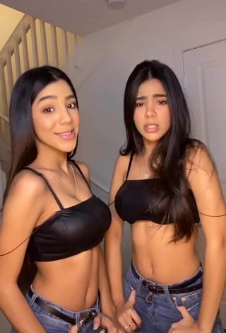 Beautiful Melanie & Meila in Sexy Black Crop Top