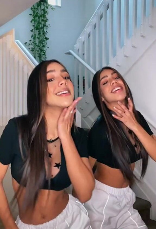 Hot Melanie & Meila in Black Crop Top