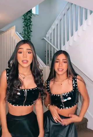 1. Captivating Melanie & Meila in Black Crop Top