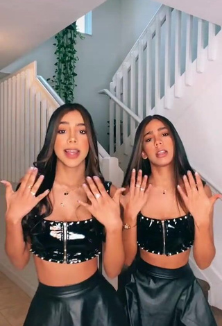 Captivating Melanie & Meila in Black Crop Top