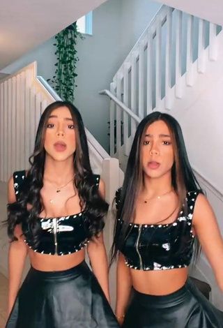 3. Captivating Melanie & Meila in Black Crop Top