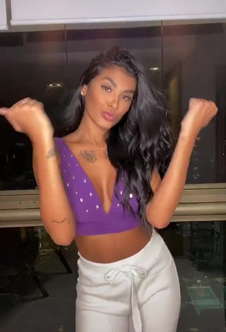 1. Cute Jully Oliveira in Violet Crop Top