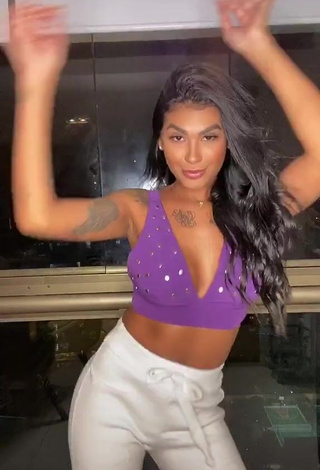 Cute Jully Oliveira in Violet Crop Top