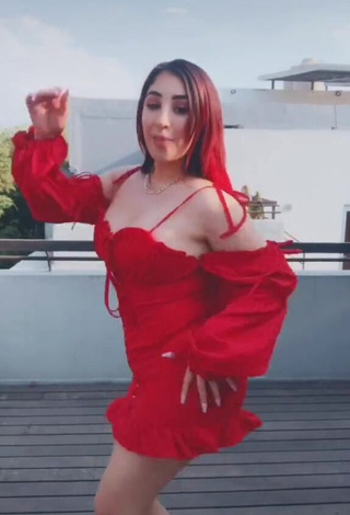 Erotic Ana Daniela Martínez Buenrostro Shows Cleavage in Red Dress