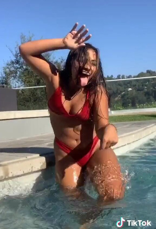 3. Sienna Mae Gomez Looks Gorgeous in Red Bikini at the Pool