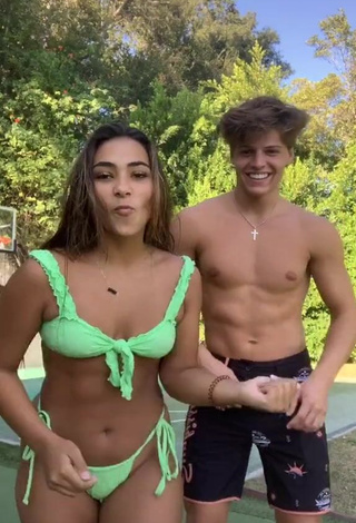 3. Sienna Mae Gomez Looks Alluring in Green Bikini