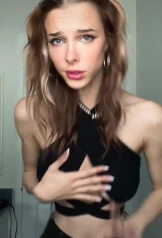 1. Sweet Ashley Matheson in Cute Black Crop Top (Side Boob)