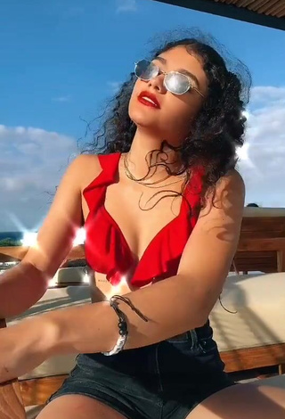 3. Beautiful Sofia Mata in Sexy Red Bikini Top