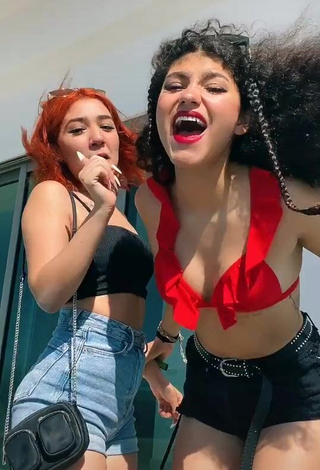 Cute Sofia Mata in Red Bikini Top