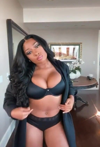 1. Erotic Megan Thee Stallion Shows Cleavage in Black Lingerie