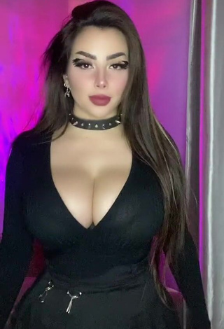 Hottie Vai Monroe Shows Cleavage in Black Dress and Bouncing Boobs