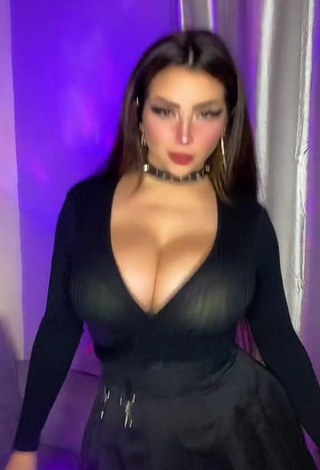 3. Sexy Vai Monroe Shows Cleavage in Black Dress and Bouncing Boobs