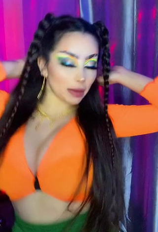 2. Hot Vai Monroe Shows Cleavage in Orange Crop Top and Bouncing Tits