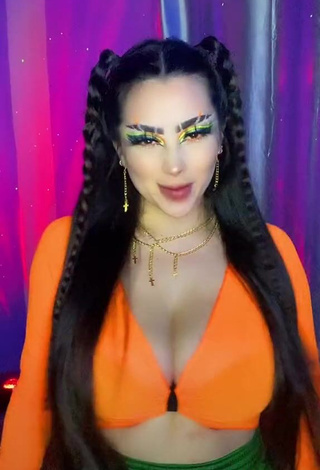 3. Hot Vai Monroe Shows Cleavage in Orange Crop Top and Bouncing Tits