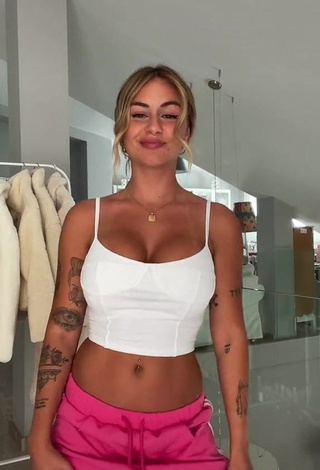 1. Hot Abril Cols Shows Cleavage in White Crop Top