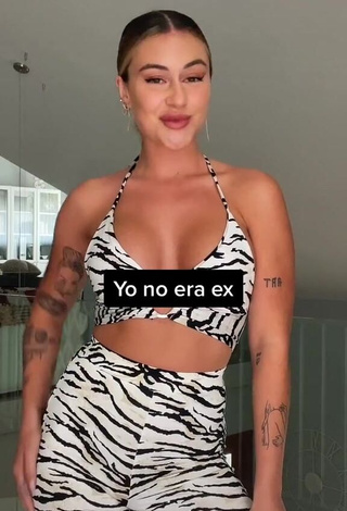 1. Sexy Abril Cols Shows Cleavage in Zebra Crop Top