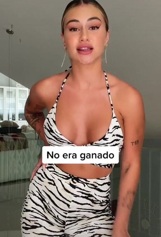 Sexy Abril Cols Shows Cleavage in Zebra Crop Top