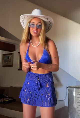 3. Irresistible Abril Cols Shows Cleavage in Blue Bikini Top (Underboob)