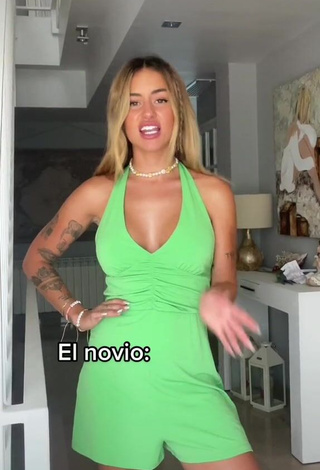 Erotic Abril Cols in Green Overall