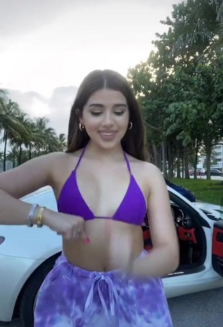 Beautiful Amanda Díaz in Sexy Violet Bikini Top