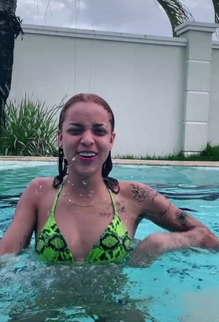 3. Erotic Anna Catarina in Snake Print Bikini Top at the Swimming Pool