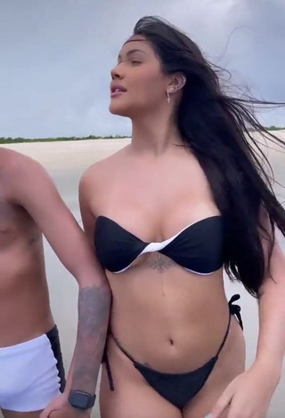 Hot Ayarla Souza in Black Bikini at the Beach